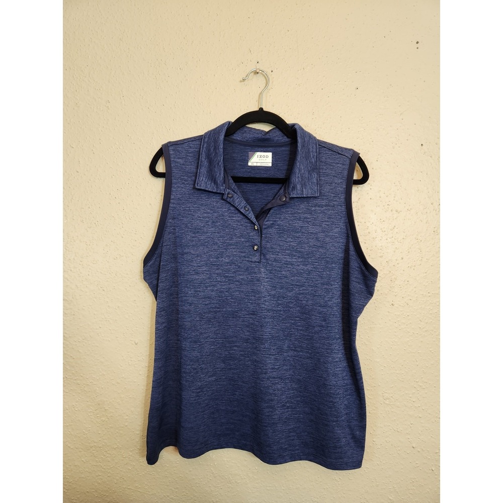 Izod Sleeveless Polo Top in Heathered Navy Blue